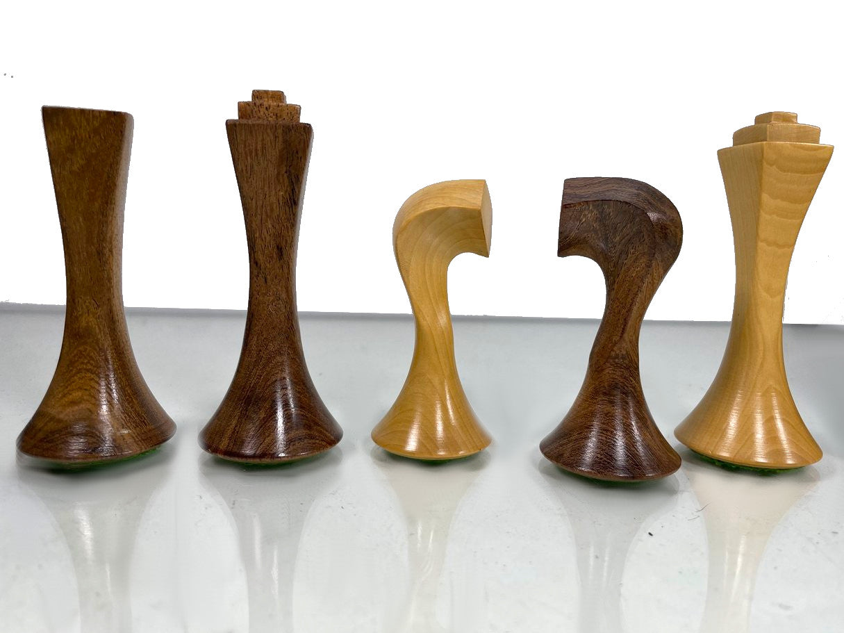 Conjunto de peças de xadrez de 3,75 '' de Pitágoras de ébano de buxo feito à mão da Índia