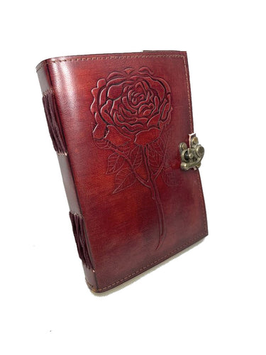 Rose Leather Notebook [M] Journal Sketchbook Vintage Diary India Handmade Flower 