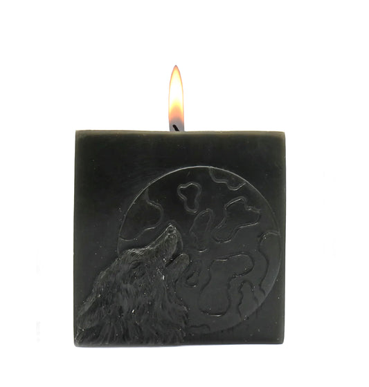 3x ROOGU Loup Lune Bougie Parfumée Vanille Vert Foncé Cube Bougie
