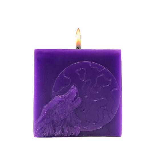 2x ROOGU Loup Lune Bougie Parfumée Lavande Pourpre Profond Violet Lilas Cube Bougie
