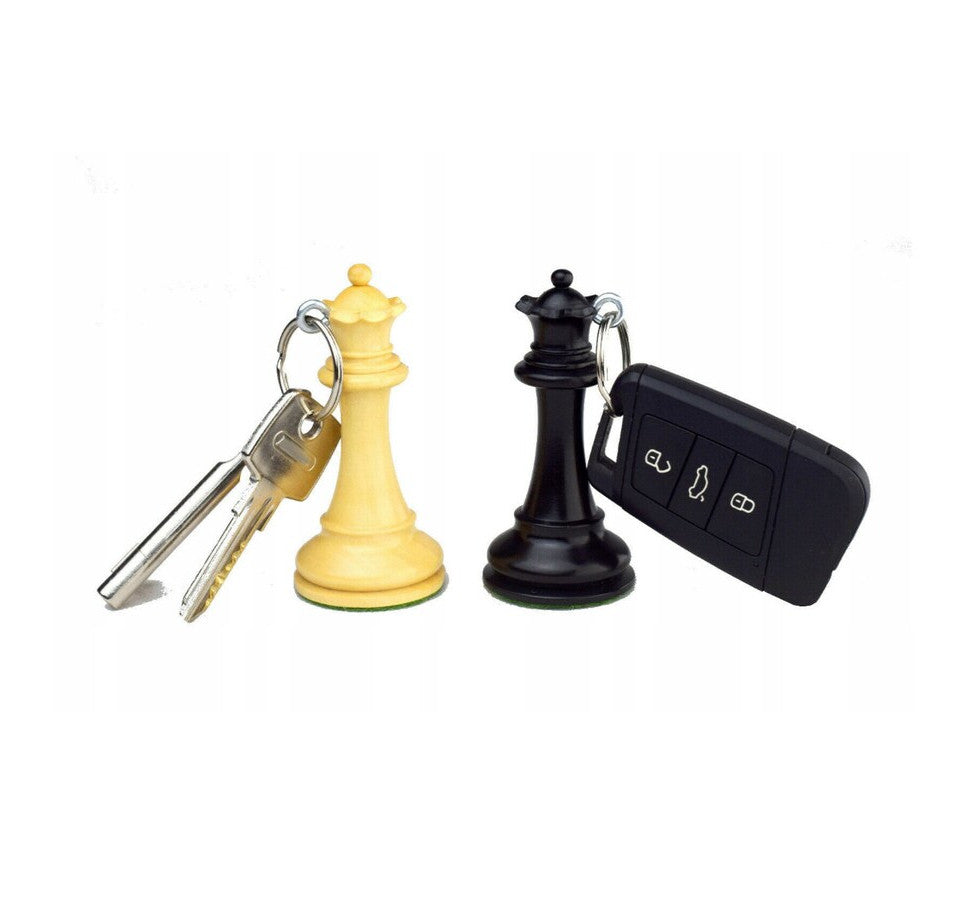 2x Keychain Boxwood Real Chess Piece Tower Rook Handmade India