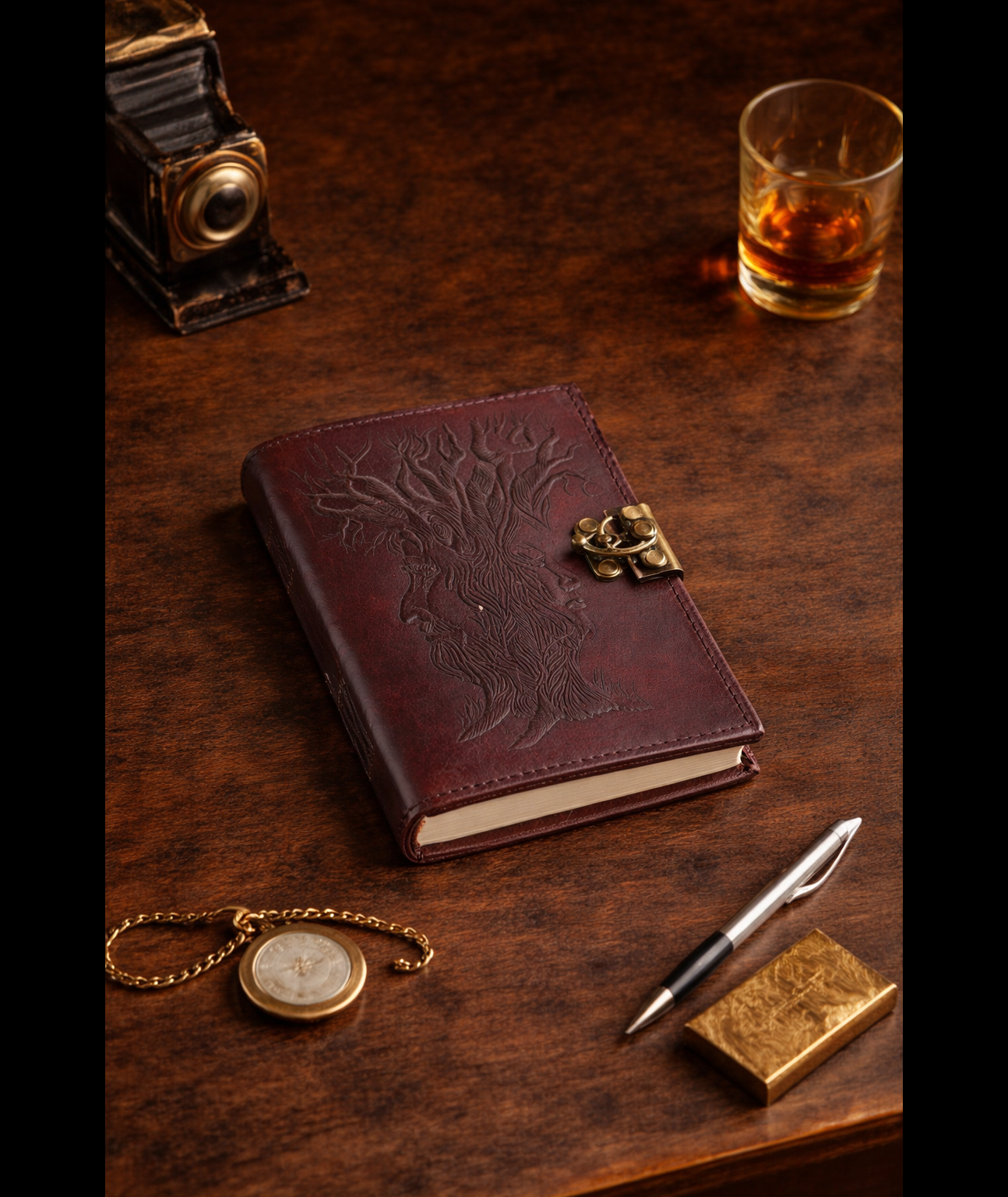 Stammbaum des Lebens [M] * Leder Tage- Skizzen- Notizbuch Vintage Handmade