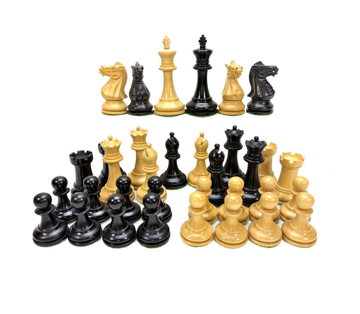 Piezas de ajedrez antiguas de Staunton de 3,5'' Juego de boj India hecha a mano
