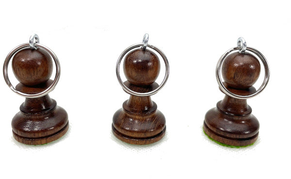 6 porte-clés en bois d'acacia véritable pièce d'échecs indienne faite à la main