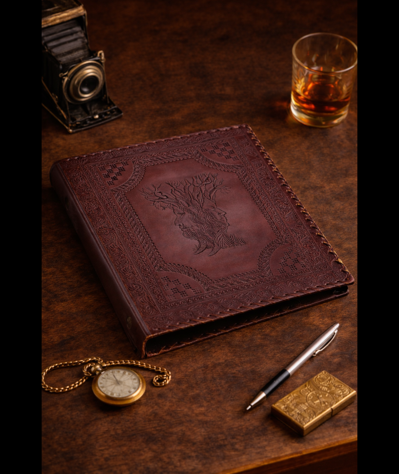 Stammbaum des Lebens Akten Ordner 4 Ringe A4 Echtes Leder Handmade Indien