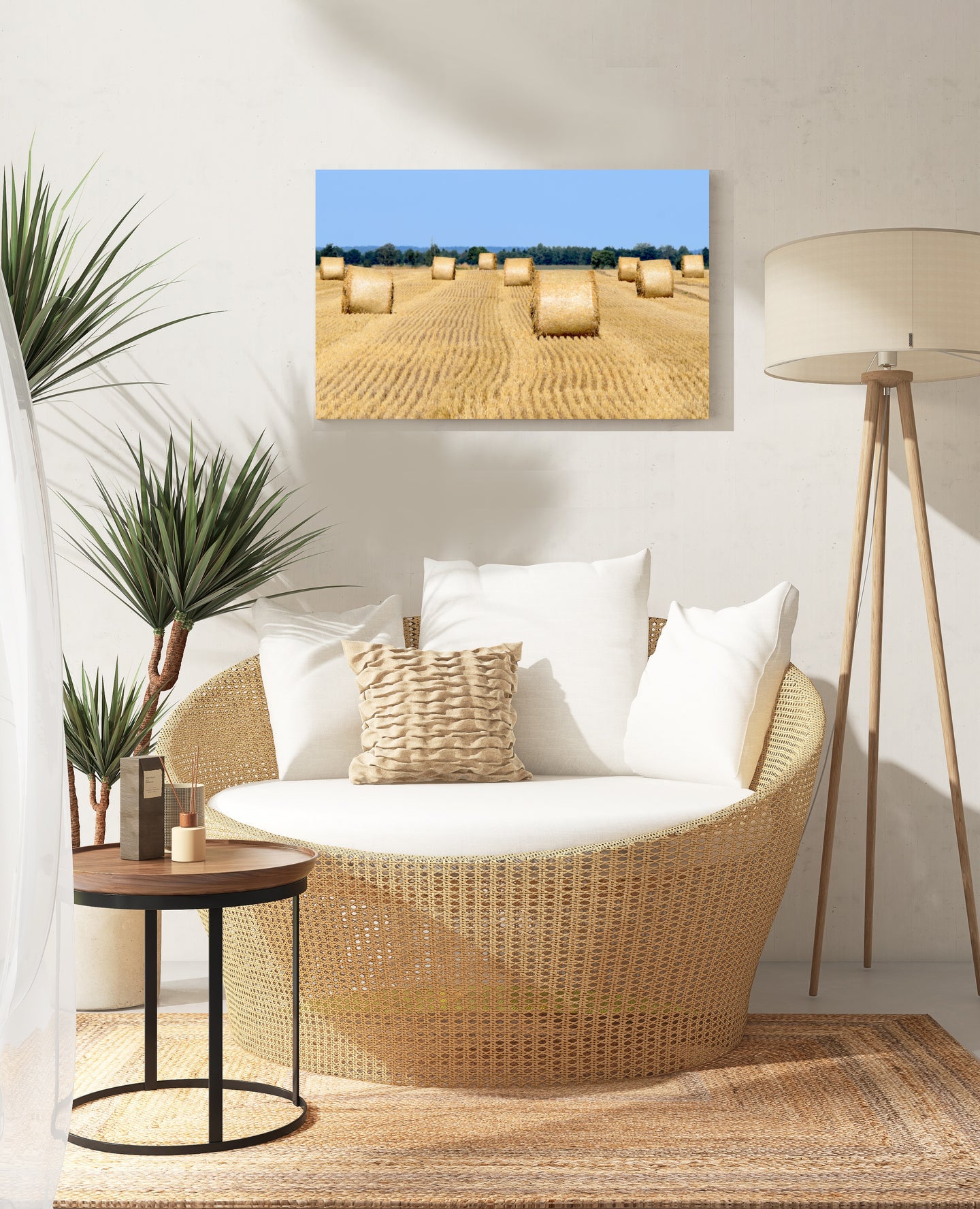 Straw Bales * Canvas Print 60x40cm Art Photography Wall Picture Hay 