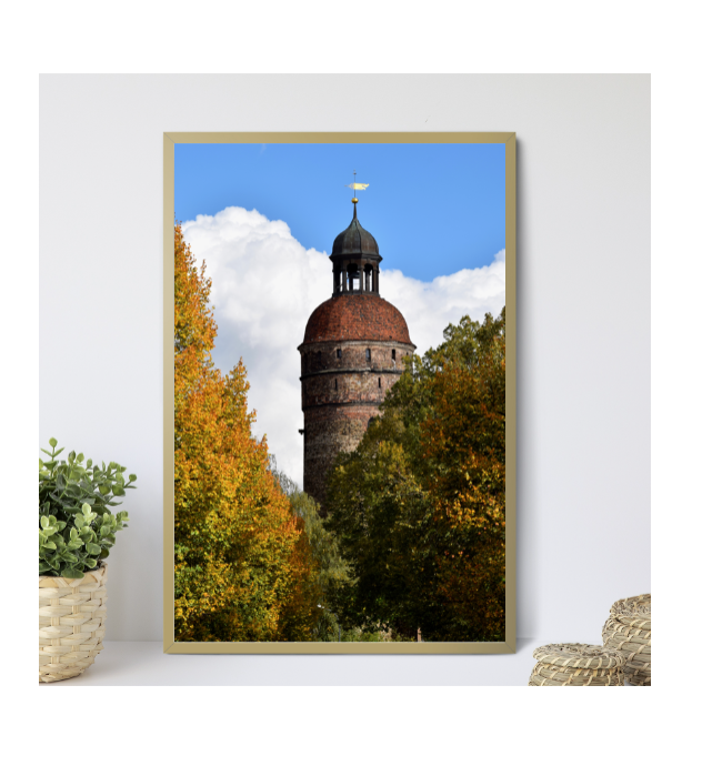 The Golden Tower * Holz-Foto-Bild  40x60cm Kunst Fotografie Wandkunst Wandbild