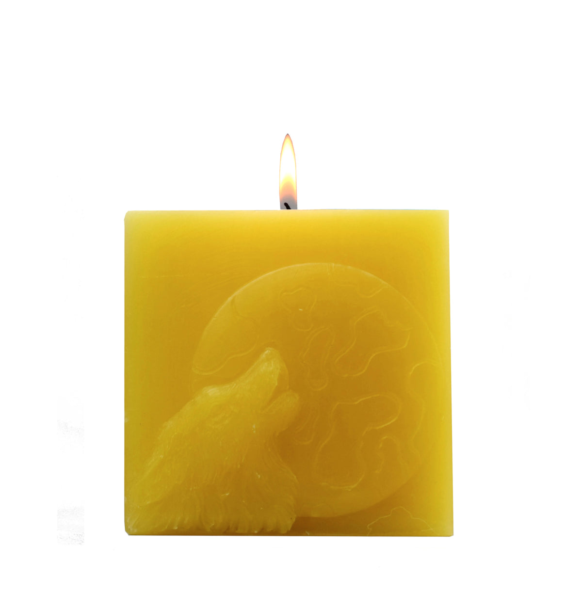 3x ROOGU Lobo Luna Velas Aroma Vainilla Cítrico Amarillo Cubo Vela