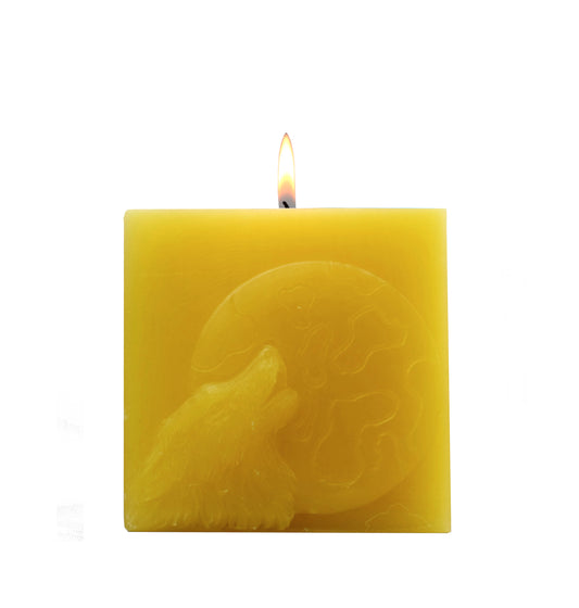 3x ROOGU Loup Lune Bougie Parfumée Vanille Citron Jaune Cube Bougie