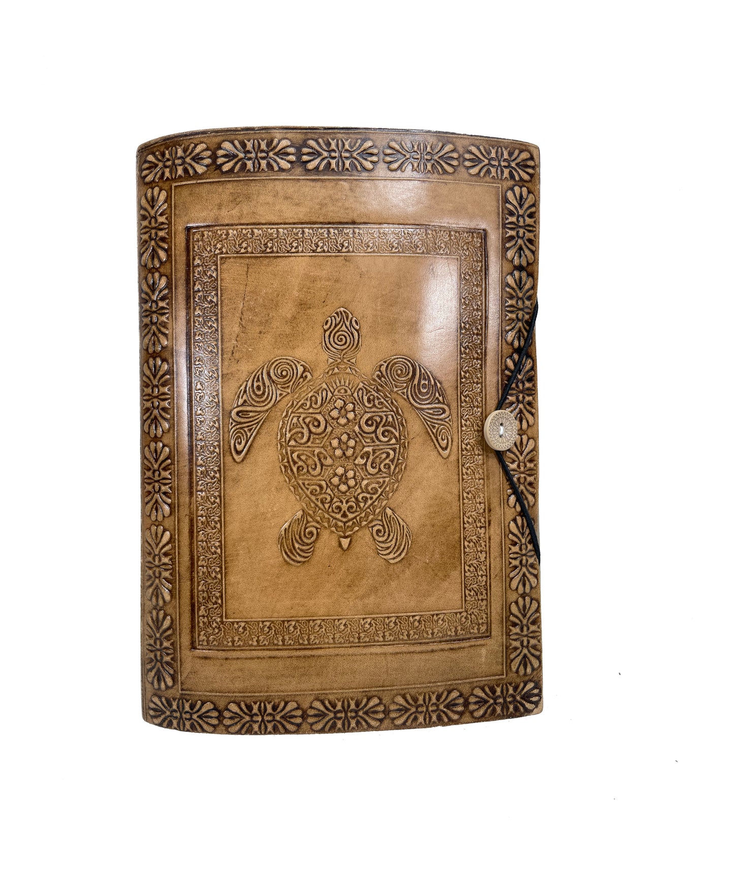 Foto Album Retro schwarze Seiten Handmade Leder Indien Schildkröte Prägung