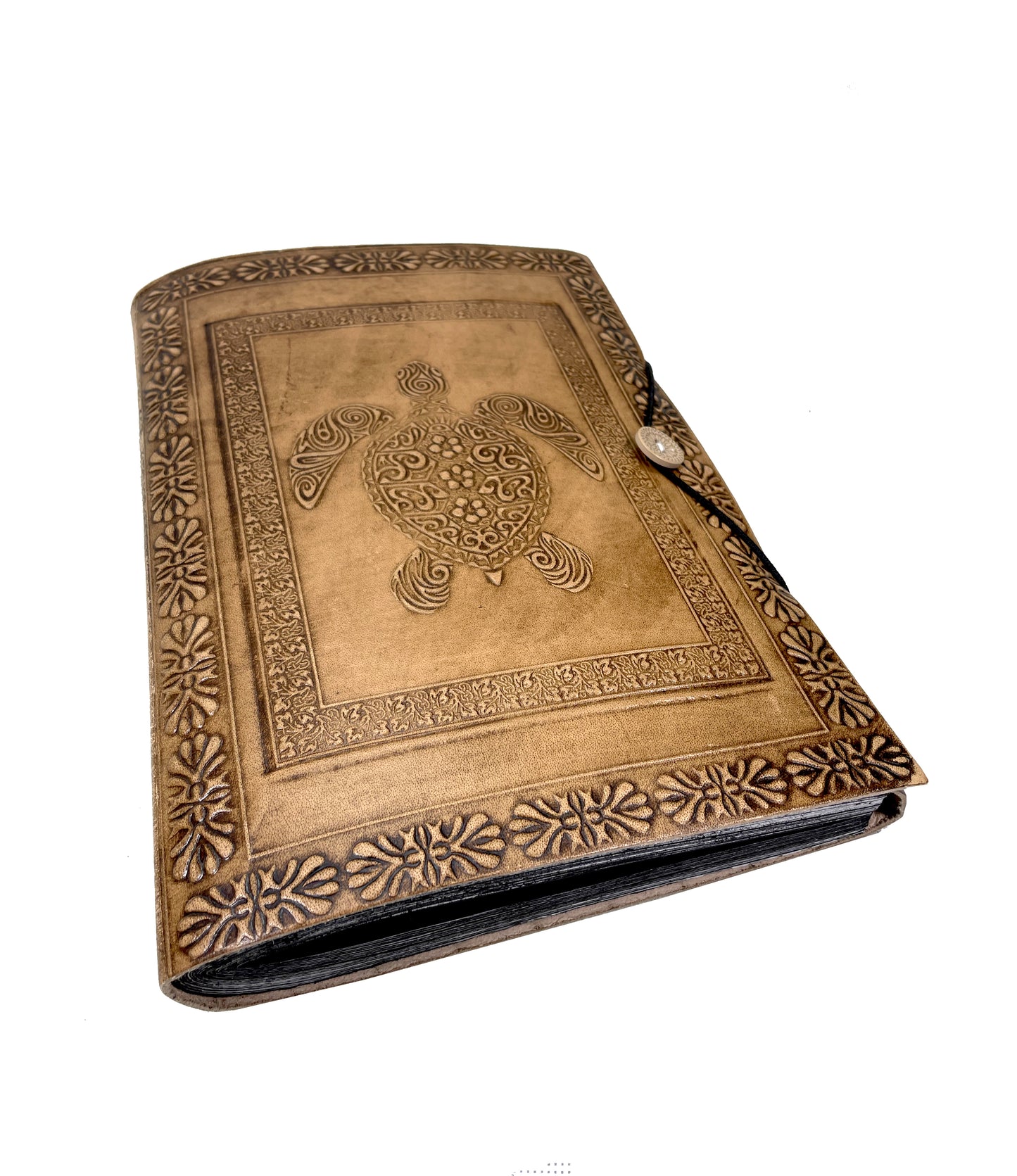 Foto Album Retro schwarze Seiten Handmade Leder Indien Schildkröte Prägung