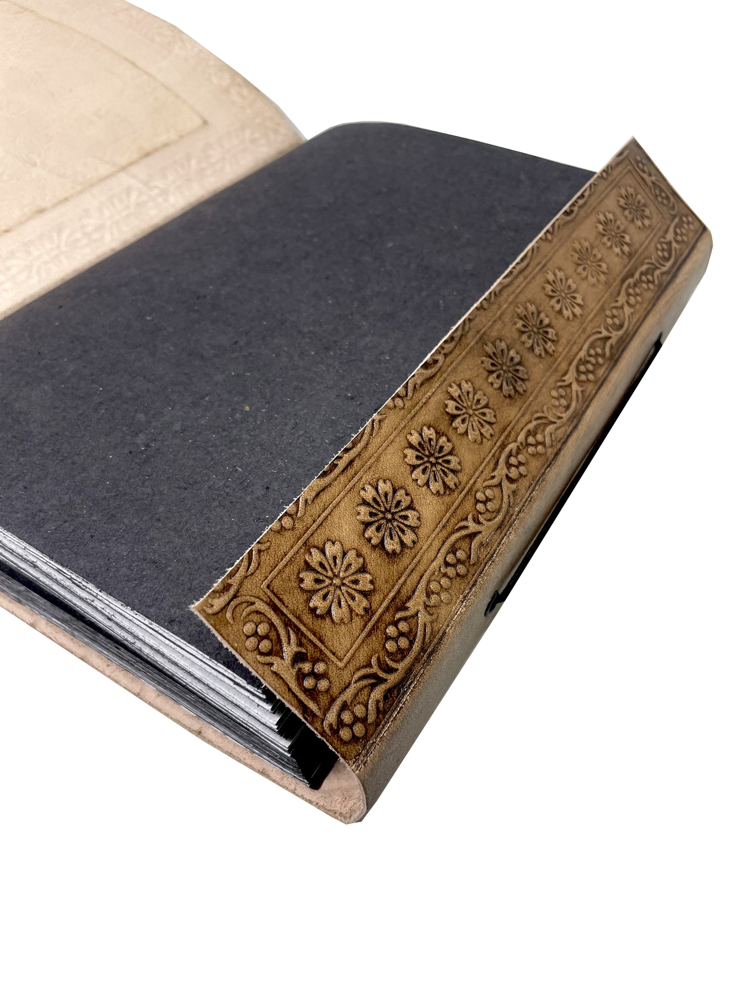 Foto Album Retro schwarze Seiten Handmade Leder Indien Schildkröte Prägung