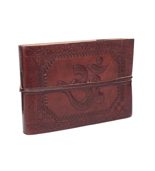 Alles begann mit einem OM - kleines Fotoalbum Büffelleder Baumwollpapier Indien