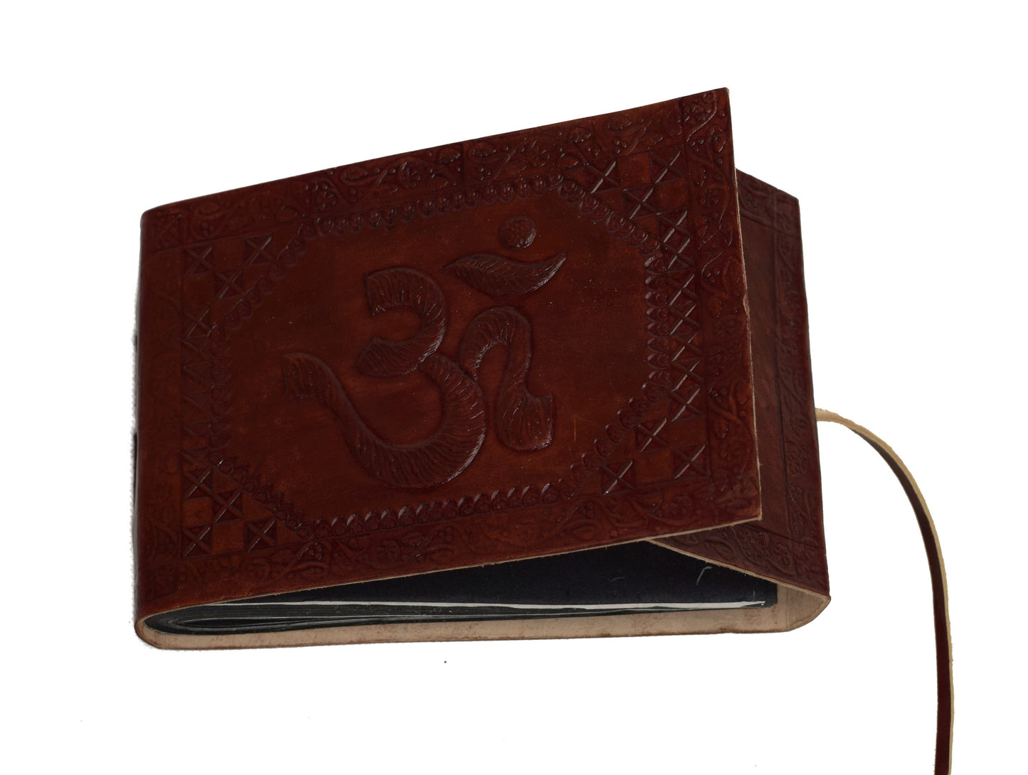 Alles begann mit einem OM - kleines Fotoalbum Büffelleder Baumwollpapier Indien