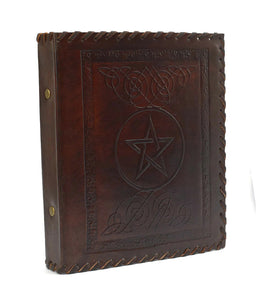 Pentagramm Star - 2 Ring Binder File Folder DIN A5 Genuine Leather Handmade Plain