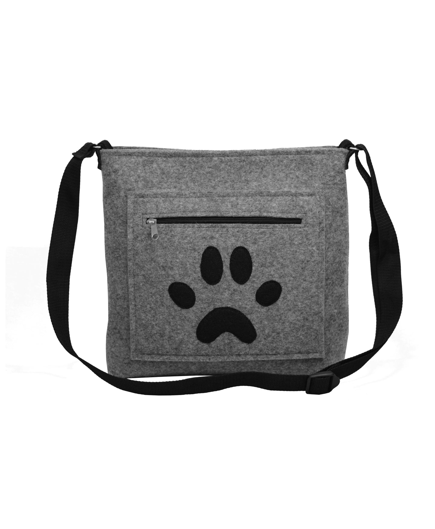 ROOGU Paw Luck Handmade Wool Felt Lightweight Hand Shoulder Bag Dog Footstep Mark