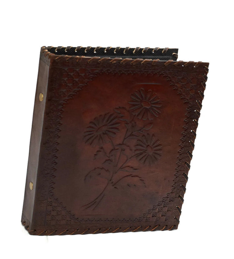 Herbier * Dossiers à anneaux 2 DIN A5 Véritable cuir de buffle Fait à la main Inde