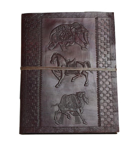 Die Goldene Zeit Fotoalbum XXL Leder Indien Handmade Vintage Elefant Pferd