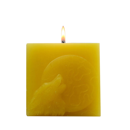 3x ROOGU Wolf Mond Duftkerze Vanilla Zitrus-Gelb Cube Candle