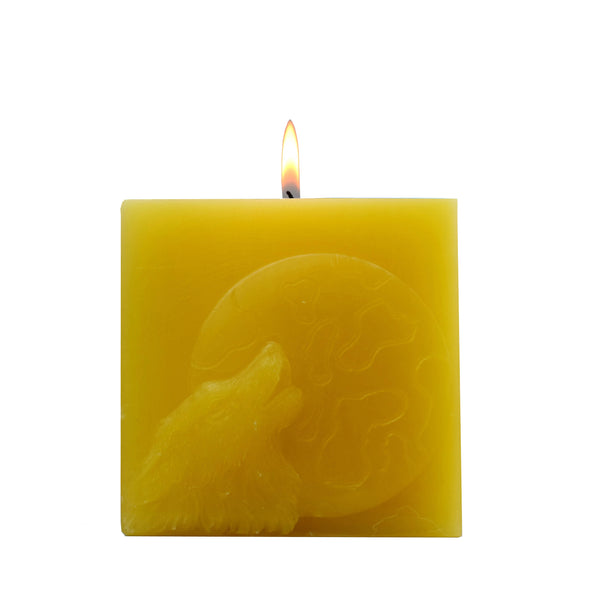 Laden Sie das Bild in den Galerie-Viewer, 3x ROOGU Wolf Mond Duftkerze Vanilla Zitrus-Gelb Cube Candle
