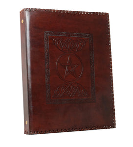 Pentagramm Star * 4 Ring Binder File Folder DIN A4 Genuine Leather Handmade India