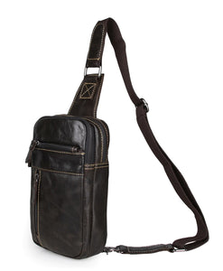 ROOGU BigB Cross Body Chest Shoulder Bag One Strap Vintage Grey Black Leather Backpack