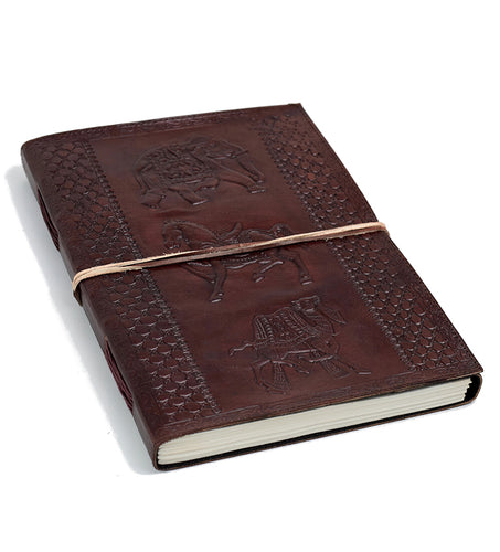 The Golden Age XXL Leather Note Guest Sketchbook Hand Made Elephant Camel Horse