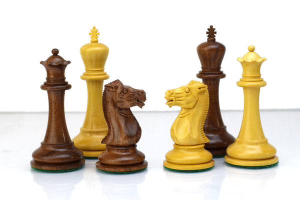Załaduj zdjęcie w galerii, Special Staunton 4.4&#39;&#39; zestaw figur szachowych drewno akacja XL w walizce Handmade Indie Big Foot
