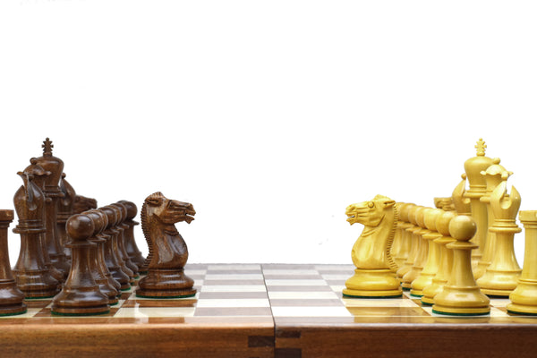 Carregue a imagem para o visualizador da galeria, Conjunto de peças de xadrez de madeira de acácia Special Staunton 4.4&quot; - Índia KH 11.2cm Big Foot 
