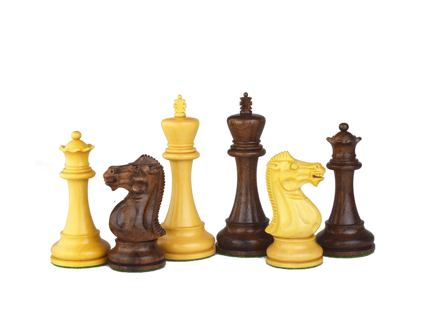 La série Anderssen 3.75 '' jeu d'échecs en bois d'acacia 4x Dame Main Indienne