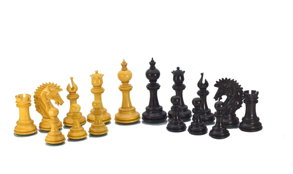Laden Sie das Bild in den Galerie-Viewer, Camelot 4.7&#39;&#39; Luxus XL Schachfiguren Set Ebenholz Buchsbaum Indien
