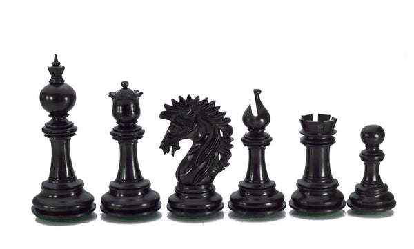 Sube la imagen al visor de la galería, Camelot 4.7&quot; - Juego de figuras de ajedrez XL de ébano en una robusta maleta de mano de la India 
