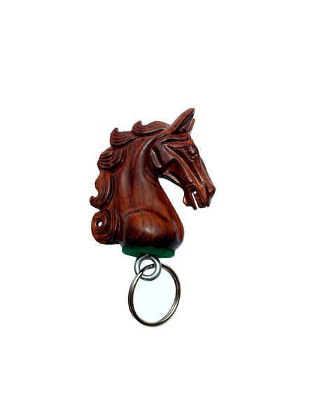 Laden Sie das Bild in den Galerie-Viewer, ROOGU Schlüsselanhänger PADAUK Holz reale Schachfigur Springer Pferd Indien
