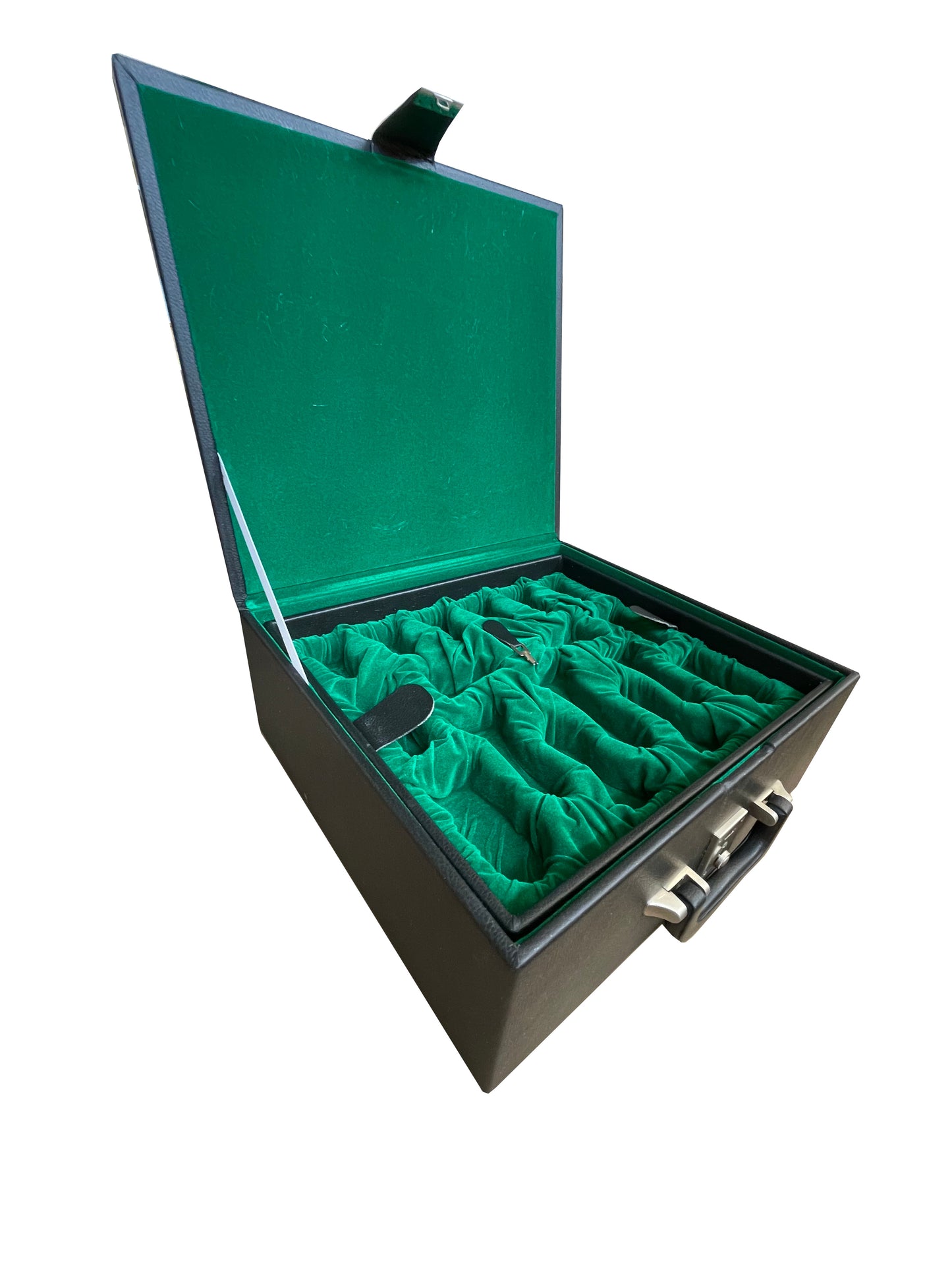 Massiver Koffer Box Schatulle Schachfiguren Aufbewahrung Filz Doppelfach