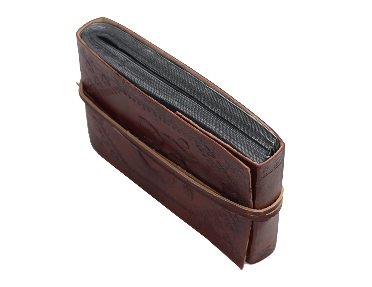 Alles begann mit einem OM - kleines Fotoalbum Büffelleder Baumwollpapier Indien