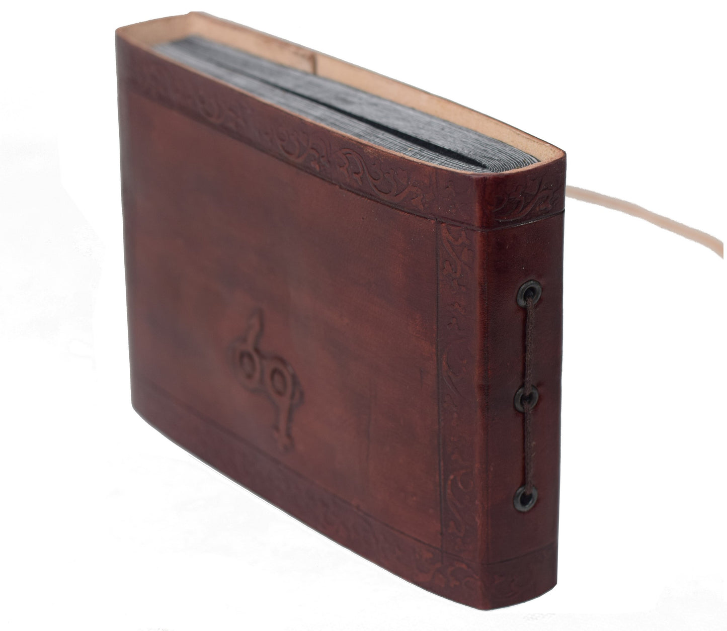 Alles begann mit einem OM - kleines Fotoalbum Büffelleder Baumwollpapier Indien