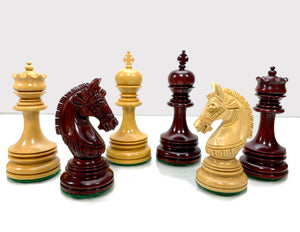 Rome 4.3'' Zestaw figur szachowych XL + WALIZKA drewno Padauk Bukszpan Handmade Indie