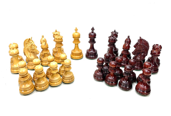 Carica l&#39;immagine nel visualizzatore della galleria, Set di pedine da scacchi Rome 4.3&#39;&#39; XL in legno di padauk e bocote dall&#39;India. 
