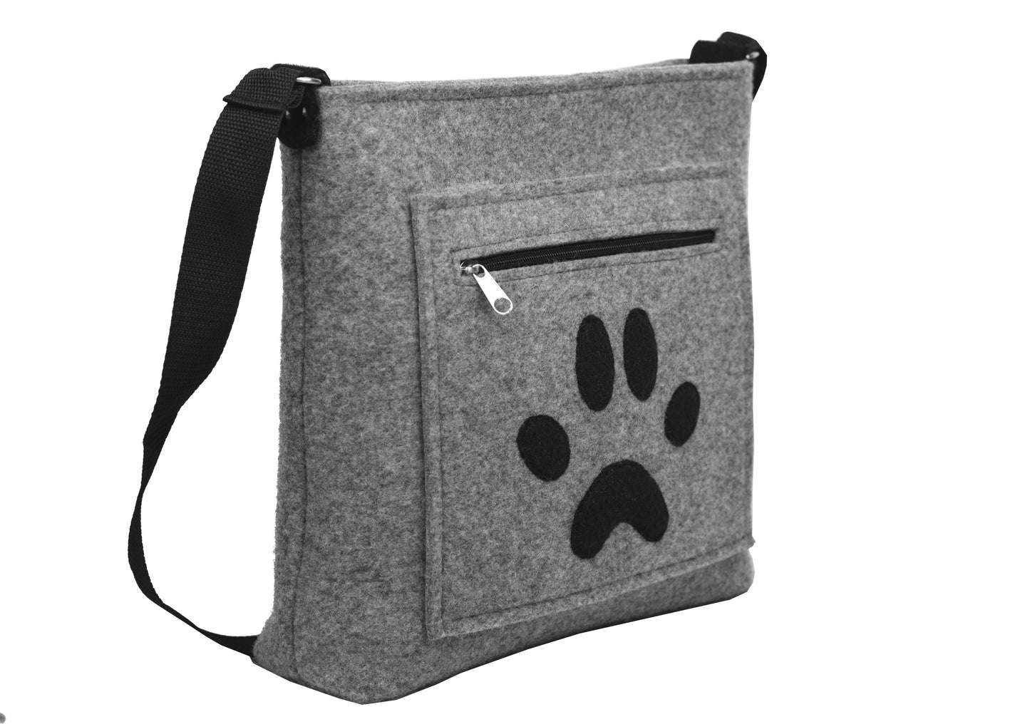 ROOGU Paw Luck Handmade Wool Felt Lightweight Hand Shoulder Bag Dog Footstep Mark