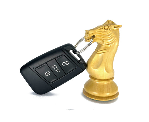 ROOGU Keychain PADAUK Wooden Car Real XL Chess Piece Knight Horse India