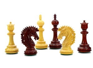 Luksusowy zestaw figur szachowych Camelot 4.7 '' XL Padauk Bukszpan drewno Handmade Indie