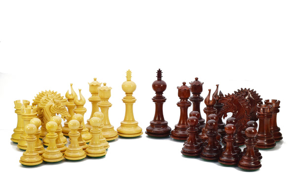 Carica l&#39;immagine nel visualizzatore della galleria, Camelot 4.7 &#39;&#39;XL Set di pezzi da scacchi in legno di padauk e bocote, India KH 12 cm 

