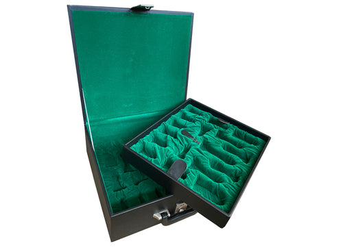 Massiver Koffer Box Schatulle Schachfiguren Aufbewahrung Filz Doppelfach