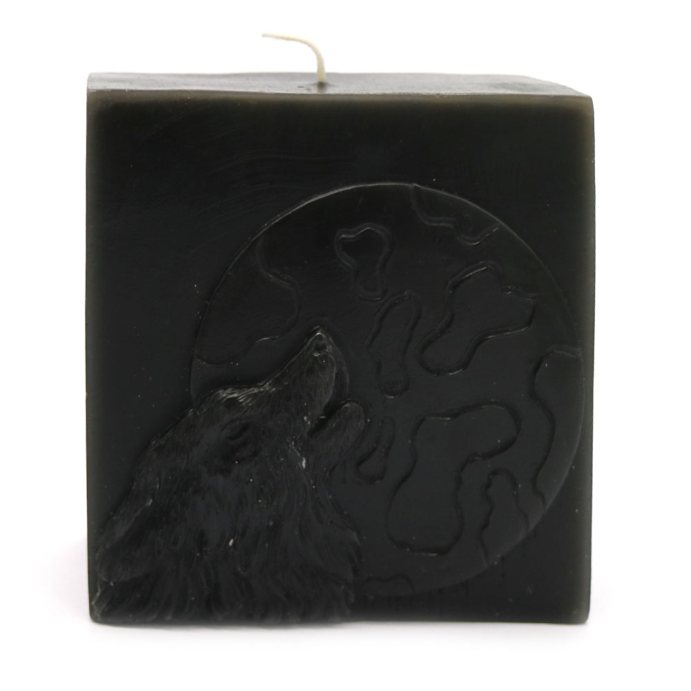 3x ROOGU Wolf Luna Candela Profumo Vaniglia Verde Scuro Cubo Candela