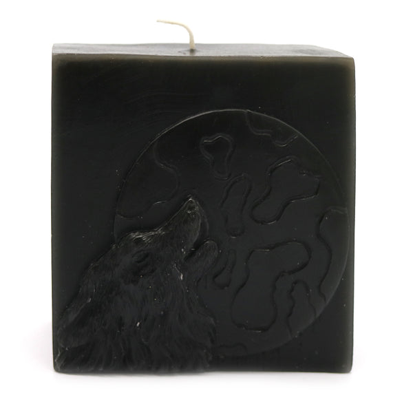 Laden Sie das Bild in den Galerie-Viewer, 3x ROOGU Wolf Mond Duftkerze Vanilla Tiefgrün Schwarz Cube Candle
