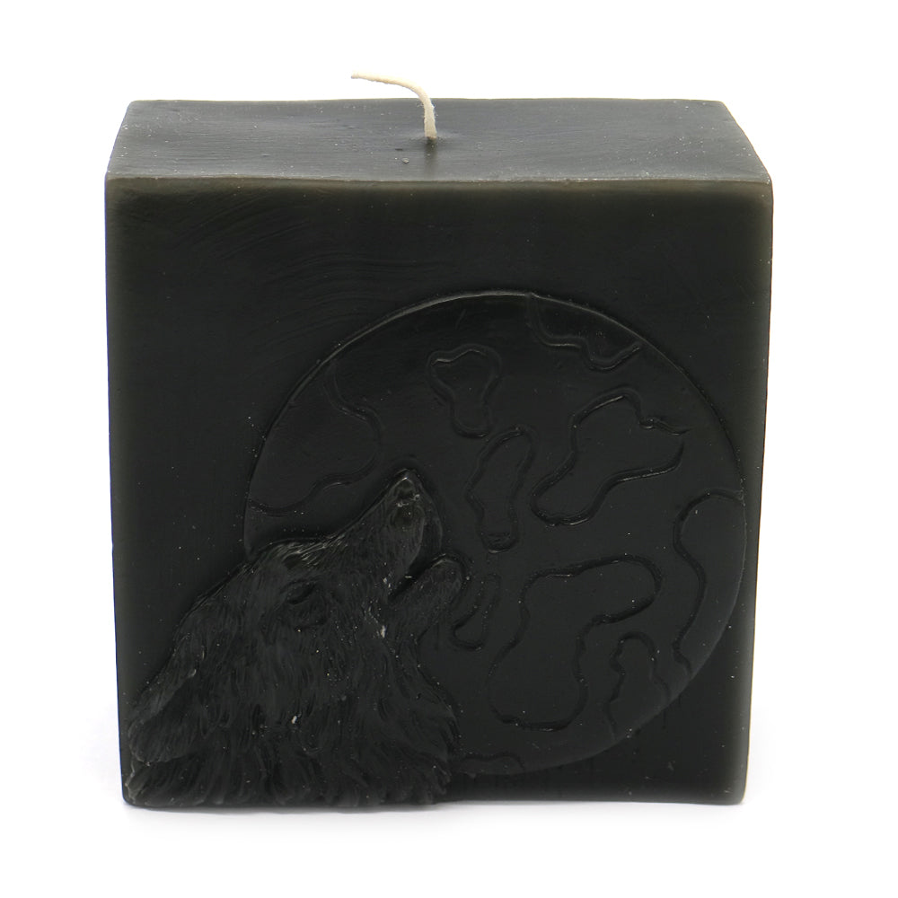 3x ROOGU Wolf Luna Candela Profumo Vaniglia Verde Scuro Cubo Candela