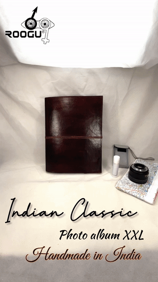 Sube la imagen al visor de la galería, Álbum de fotos de cuero clásico de la India XXL hecho a mano vintage familia India 
