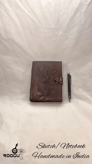 将图像上传到图库查看器，生命树皮革日记绘画手工制作复古笔记本 
