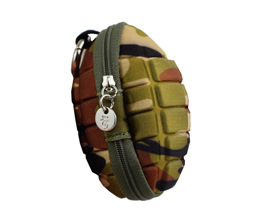 ROOGU Grenade Key & Coin Case Money Purse Hang Belt Military Camo Army Karabiner 