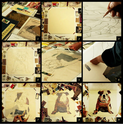 Collage d'art 3D éléphant main fait cadre pop Afrique décoration murale toile